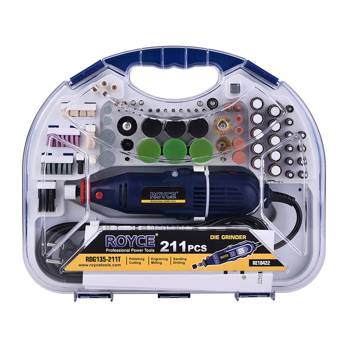 Royce Die Grinder RDG 135-211T – 211pcs Professional Rotary Tool Kit