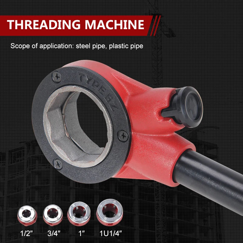 4PCS Ratchet Pipe Threading Set – Manual Steel Thread Repair Tool