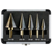 PEXMIENTAS 5PCS HSS 4241 Cobalt Step Drill Bit Set – Two-Flute, High-Speed Metal Drilling Kit