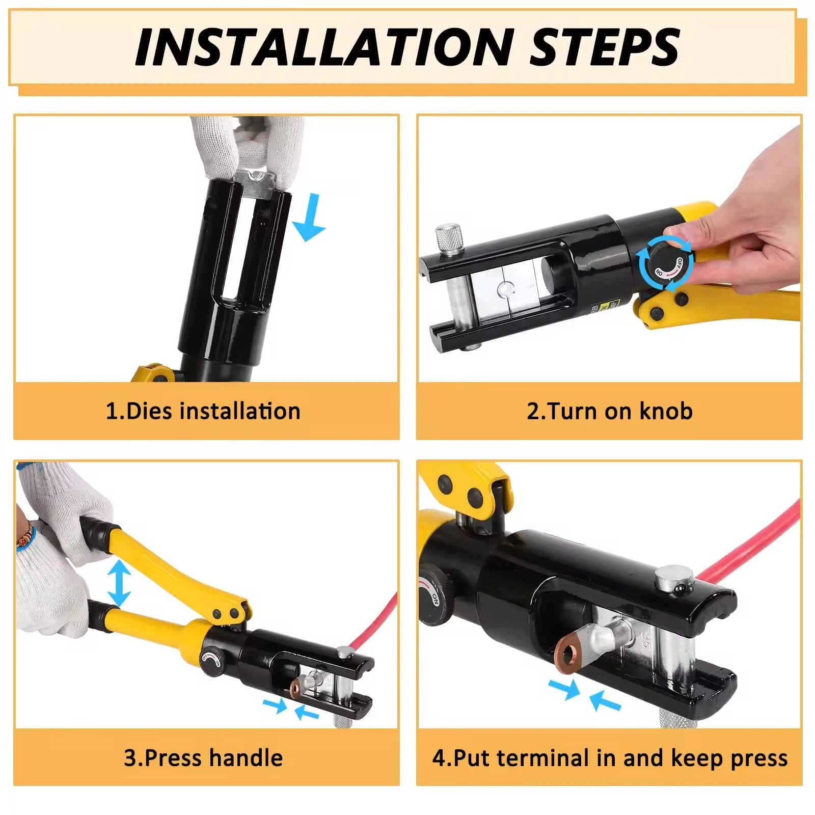 Manual Hydraulic Crimping Tool – YQK-300 (8 Ton, 16–300mm²)