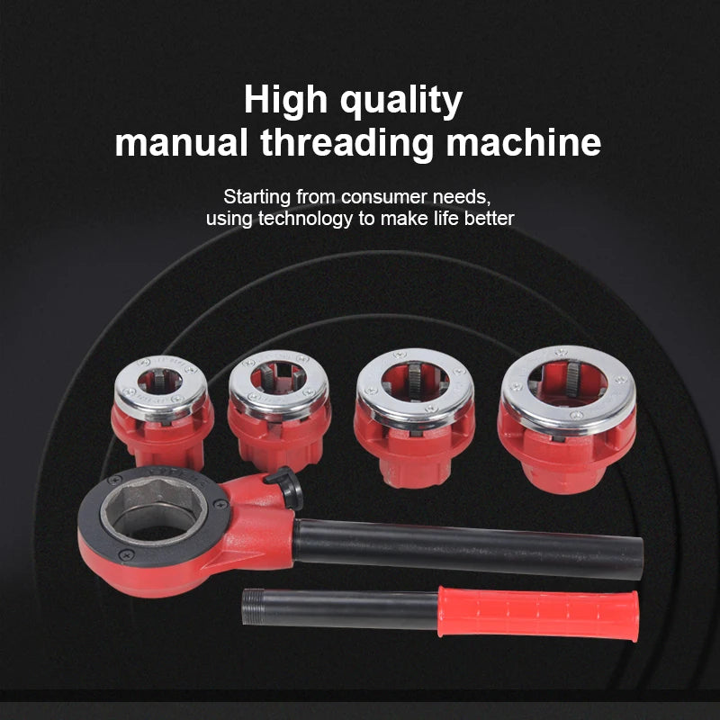 4PCS Ratchet Pipe Threading Set – Manual Steel Thread Repair Tool