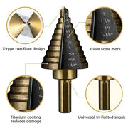 PEXMIENTAS 5PCS HSS 4241 Cobalt Step Drill Bit Set – Two-Flute, High-Speed Metal Drilling Kit