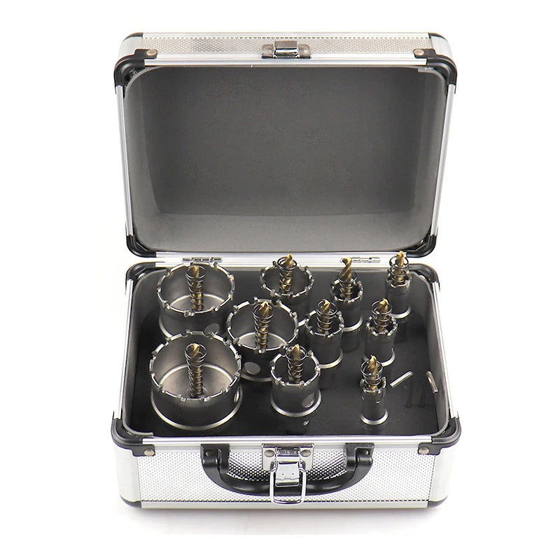 10-Piece TCT Tungsten Carbide Hole Saw Cutter Set