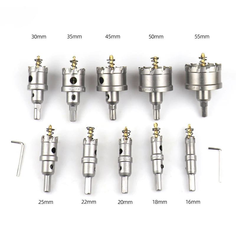 10-Piece TCT Tungsten Carbide Hole Saw Cutter Set