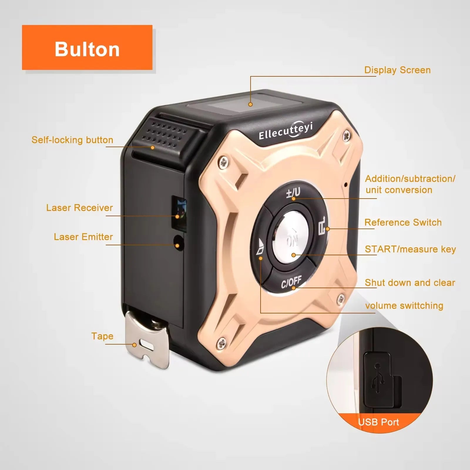 2-in-1 Laser Distance Meter & 5m Tape Measure – USB Rechargeable