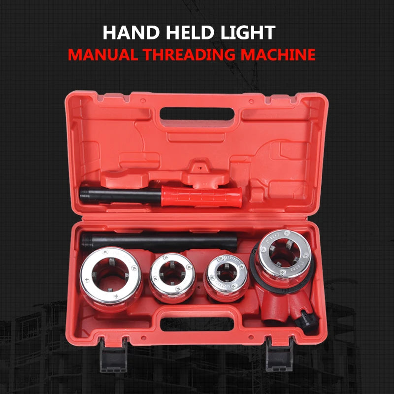 4PCS Ratchet Pipe Threading Set – Manual Steel Thread Repair Tool