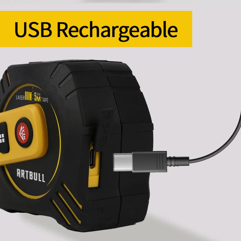 3-in-1 Multifunction Laser Tape — 40 m Laser + 5 m Tape, USB-Rechargeable