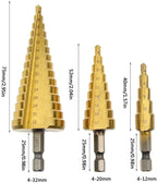 3-Piece HSS Titanium-Coated Step Drill Bit Set – 4mm to 32mm