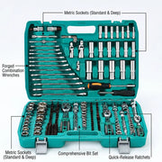216-Piece CR-V Multifunctional Socket, Wrench & Ratchet Tool Set