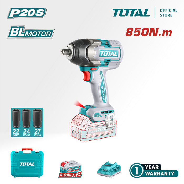 Total Tools TIWLI2085 20V Brushless Cordless Impact Wrench – 850Nm