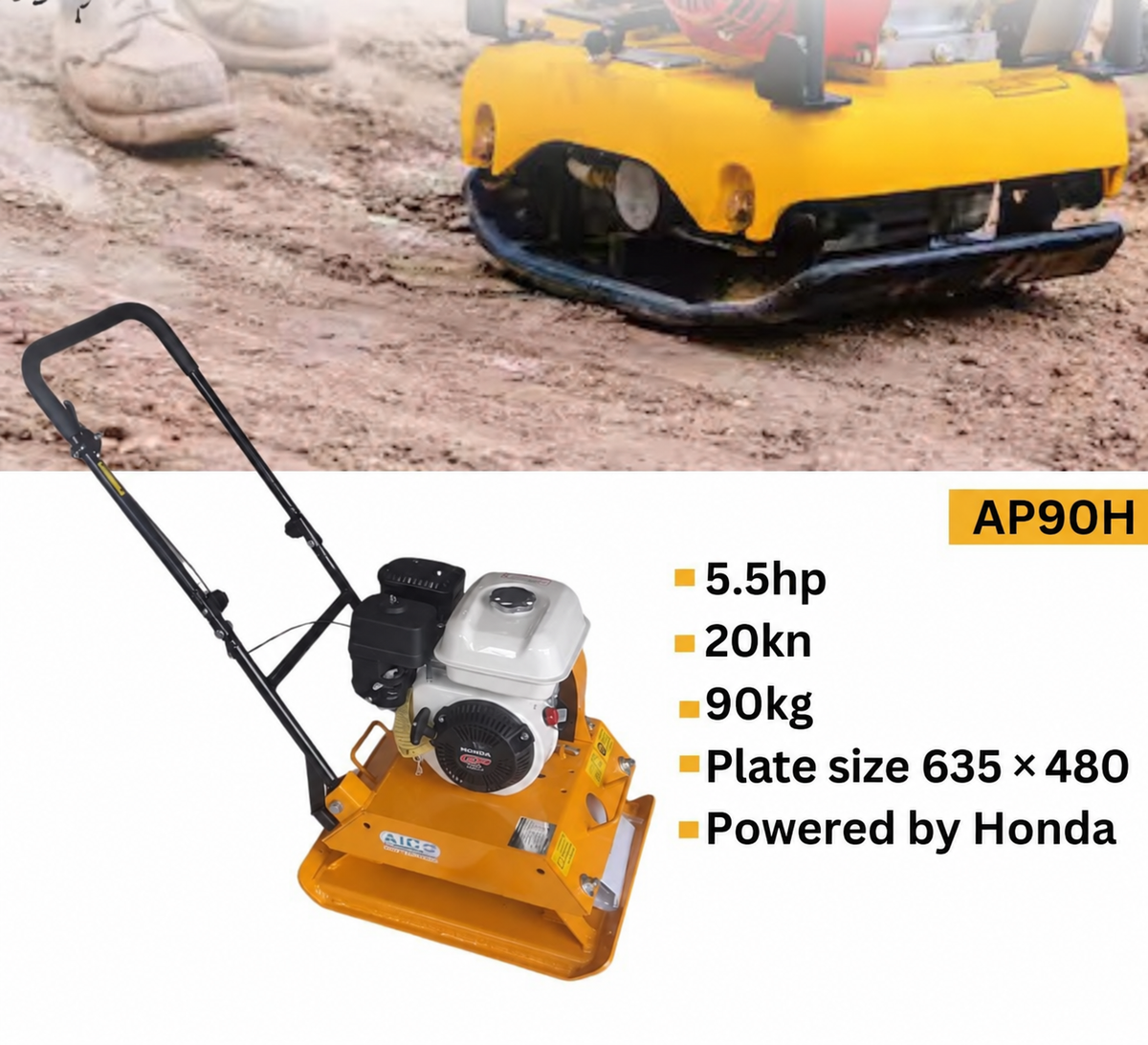 AICO Japan AP90H Plate Compactor – Honda Engine, 90kg