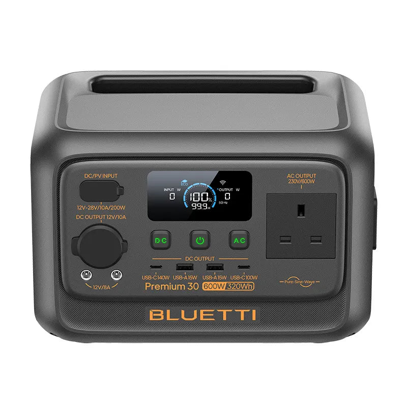 BLUETTI Premium 30 V2 Portable Power Station 600W 320Wh – UK Plug (PR30V2)