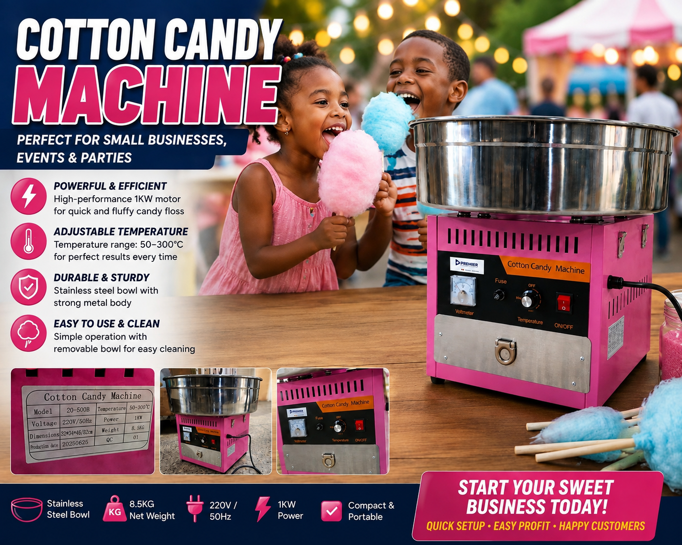 Premier Cotton Candy Machine – 1KW