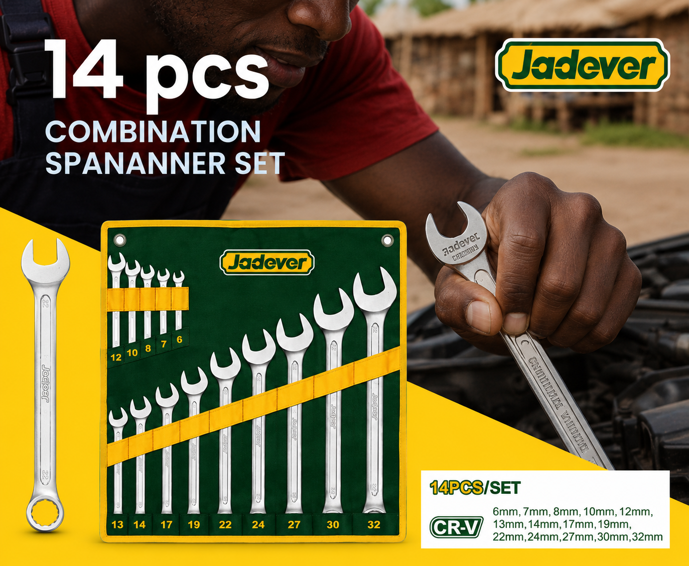 Jadever 14-Piece Combination Spanner Set