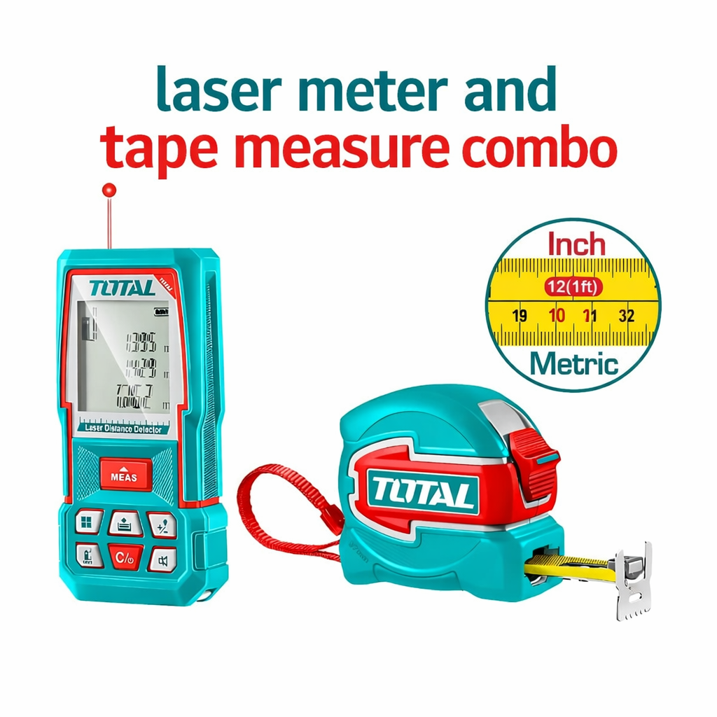 TOTAL Laser Distance & Measuring Tape Combo Kit