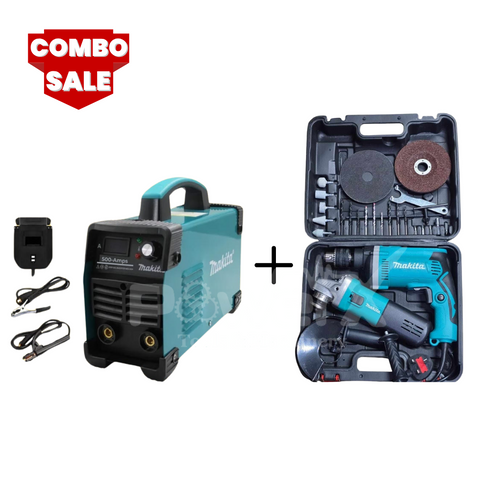 500A Makita Welder + 750W Angle Grinder + 840W Impact Drill — Pro Combo Kit