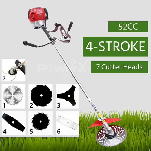 52CC 4-Stroke Brush Cutter — Heavy-Duty • 7 Cutter Heads