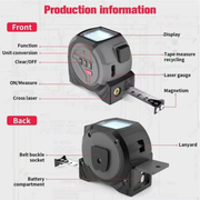 40M Digital 3-in-1 Laser Tape Measure – Big Screen, Laser Level & Distance Meter