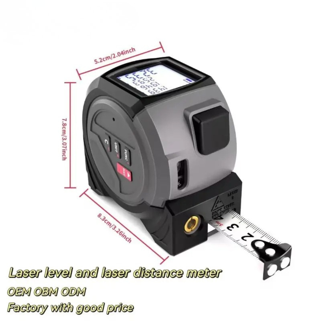 📏 40M Digital 3-in-1 Laser Tape Measure – Big Screen, Laser Level & Distance Meter
