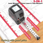 📏 40M Digital 3-in-1 Laser Tape Measure – Big Screen, Laser Level & Distance Meter