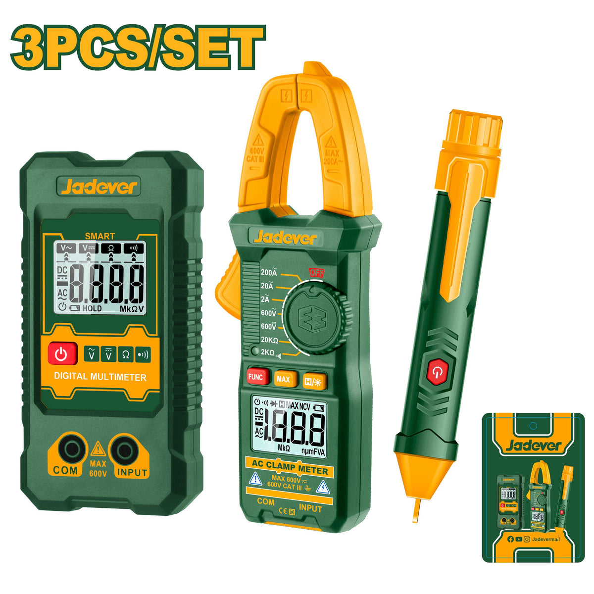 Jadever Electrical Test Kit 3 Pcs Set