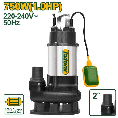 Jadever 750W (1HP) Sewage Submersible Pump – 2” Outlet (High Flow)