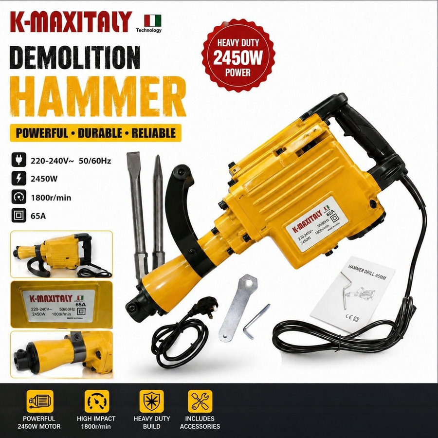 K-MaxItaly 2450W Heavy Duty Demolition Hammer