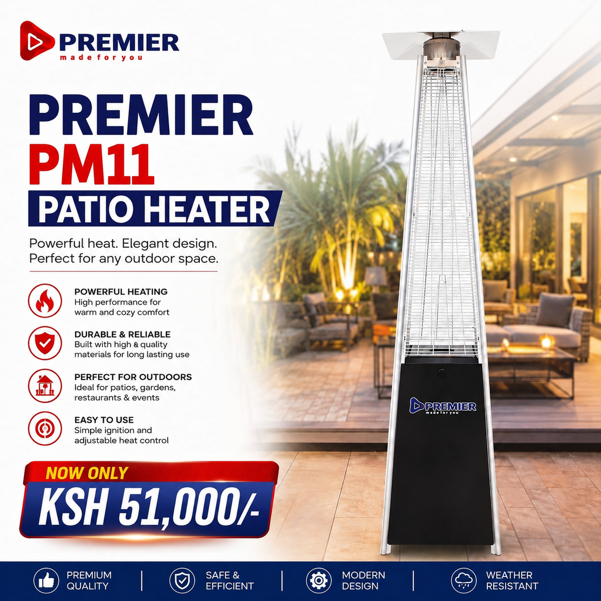 Premier PM11 Patio Heater – Outdoor Gas Heater