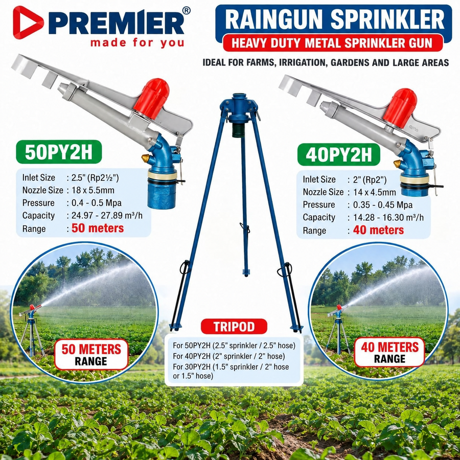 Premier Heavy-Duty Rain Gun Sprinkler – 2" & 3" Options