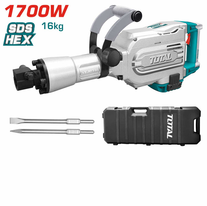 TOTAL TH215456 1700W Demolition Hammer – 16kg SDS HEX Jack Hammer