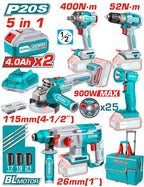 Total P20S 20V 5-in-1 Brushless Cordless Tool Set
