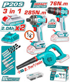 Total P20S 20V 3-in-1 Brushless Cordless Tool Set