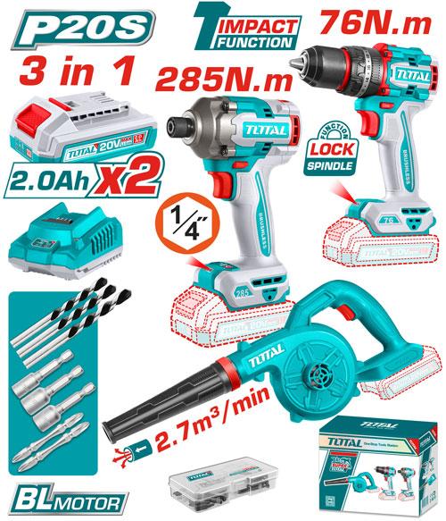 Total P20S 20V 3-in-1 Brushless Cordless Tool Set