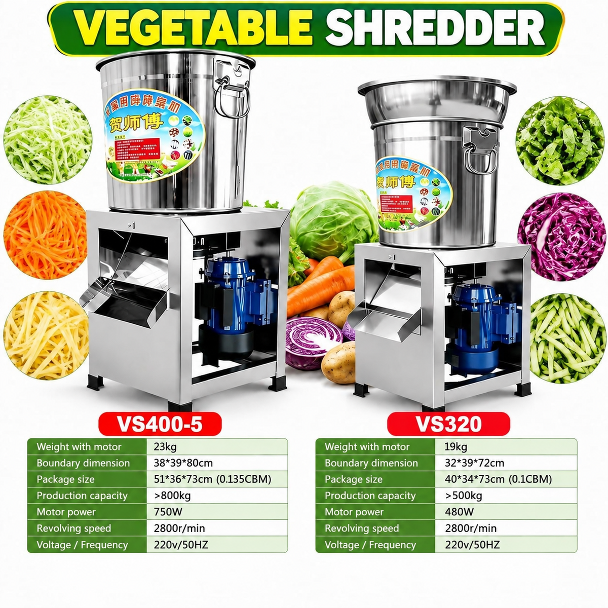 Commercial Vegetable Shredder – 750W / 480W