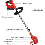 Cordless Brush Cutter — 96V System, 2 Batteries, Multi-Blade Kit