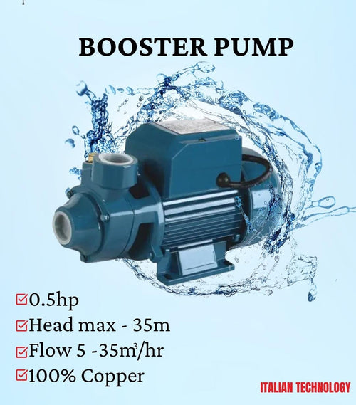 0.5HP Automatic Booster Pump – 100% Copper | Max Head 35m | Flow 5–35 m³/hr