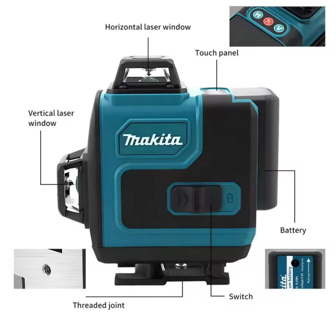 Makita MKT 16-Line 4D Laser Level – Ultra-Precision 360° Green Beam