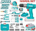 TOTAL 20V P20S Cordless Drill Set – 165PCS Complete Kit