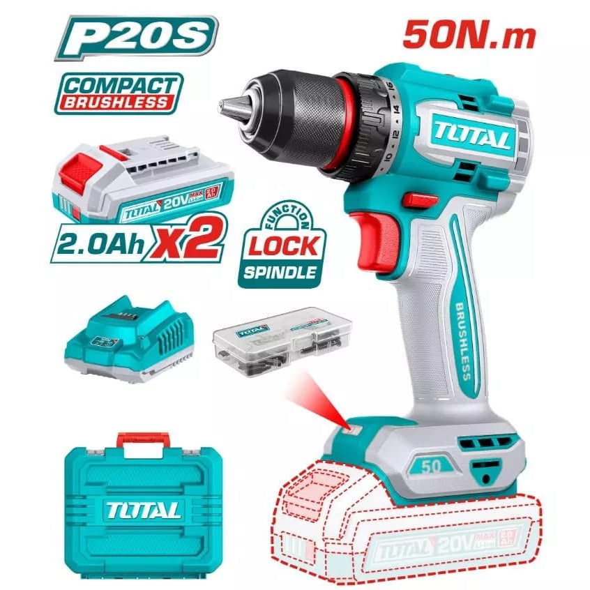 Total Compact Brushless Cordless Drill – TDLI205062 (20V)