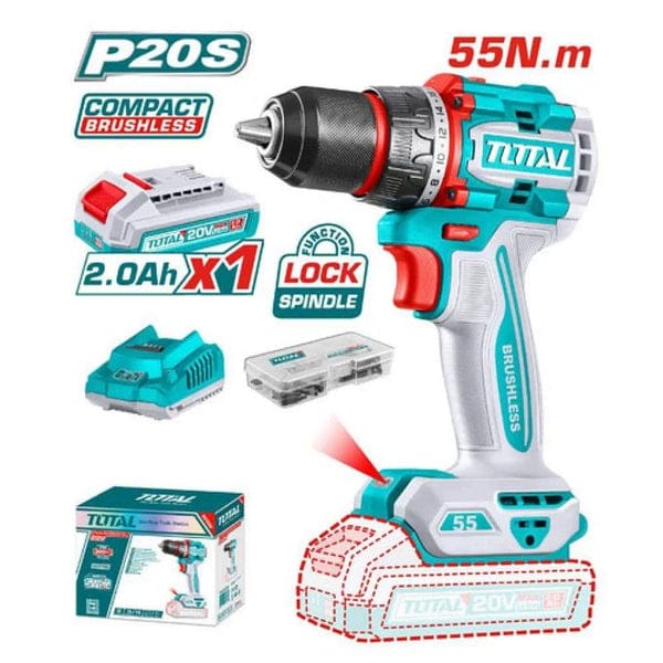 Total Compact Brushless Cordless Drill – TDLI205582 (20V)