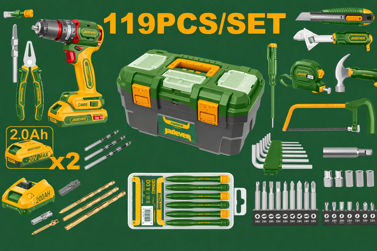 Jadever 119PCS Cordless Drill Set – 21V Power Kit