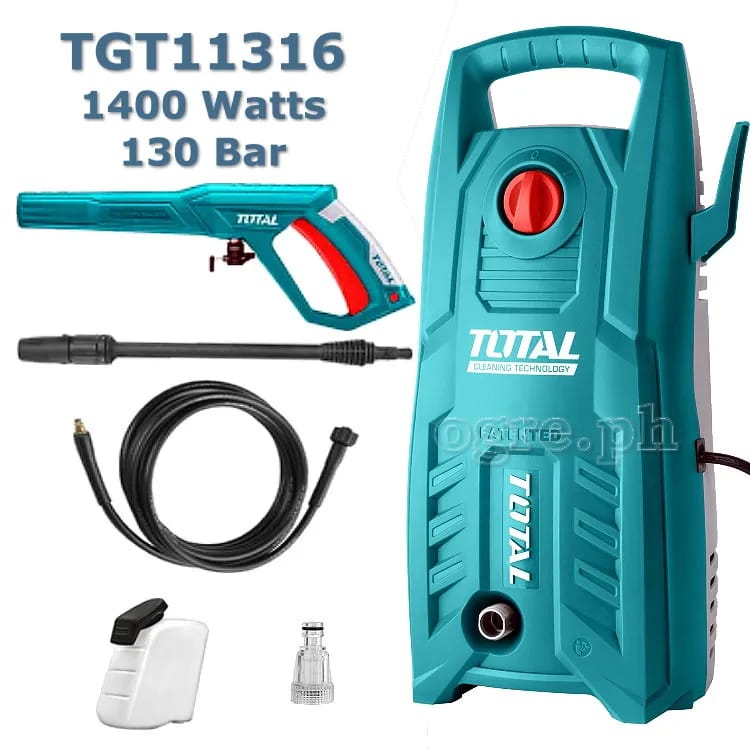 TOTAL High Pressure Car Wash Machine – 1400W | 130 Bar