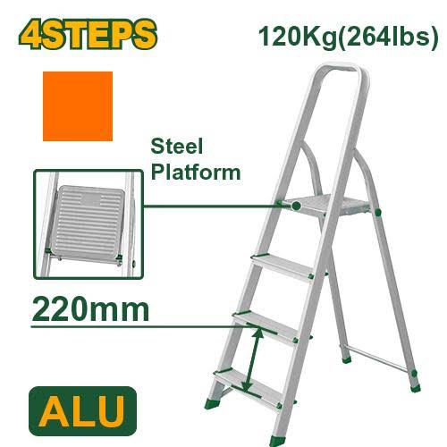 4-Step Steel & Aluminium Folding Ladder – 120kg Capacity