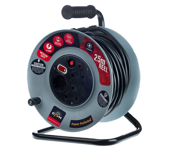 Electricmate 25-Metre Medium-Duty Extension Cable Reel – 16A