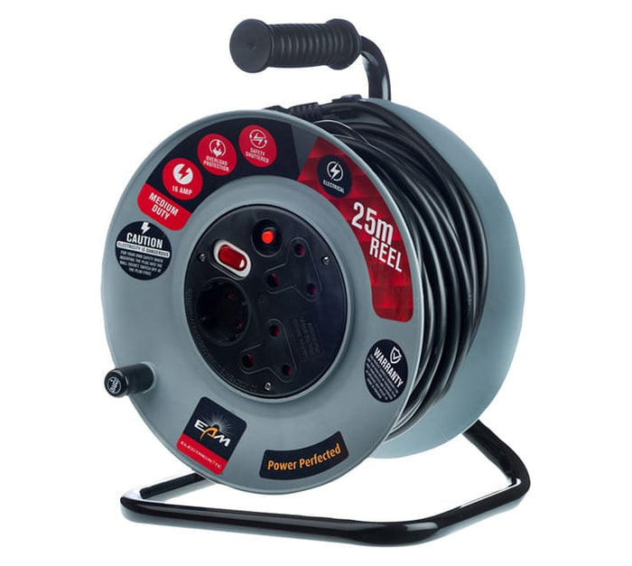 Electricmate 25-Metre Medium-Duty Extension Cable Reel – 16A