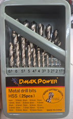 DMAX Power HSS Metal Drill Bit Set – 25 Pieces