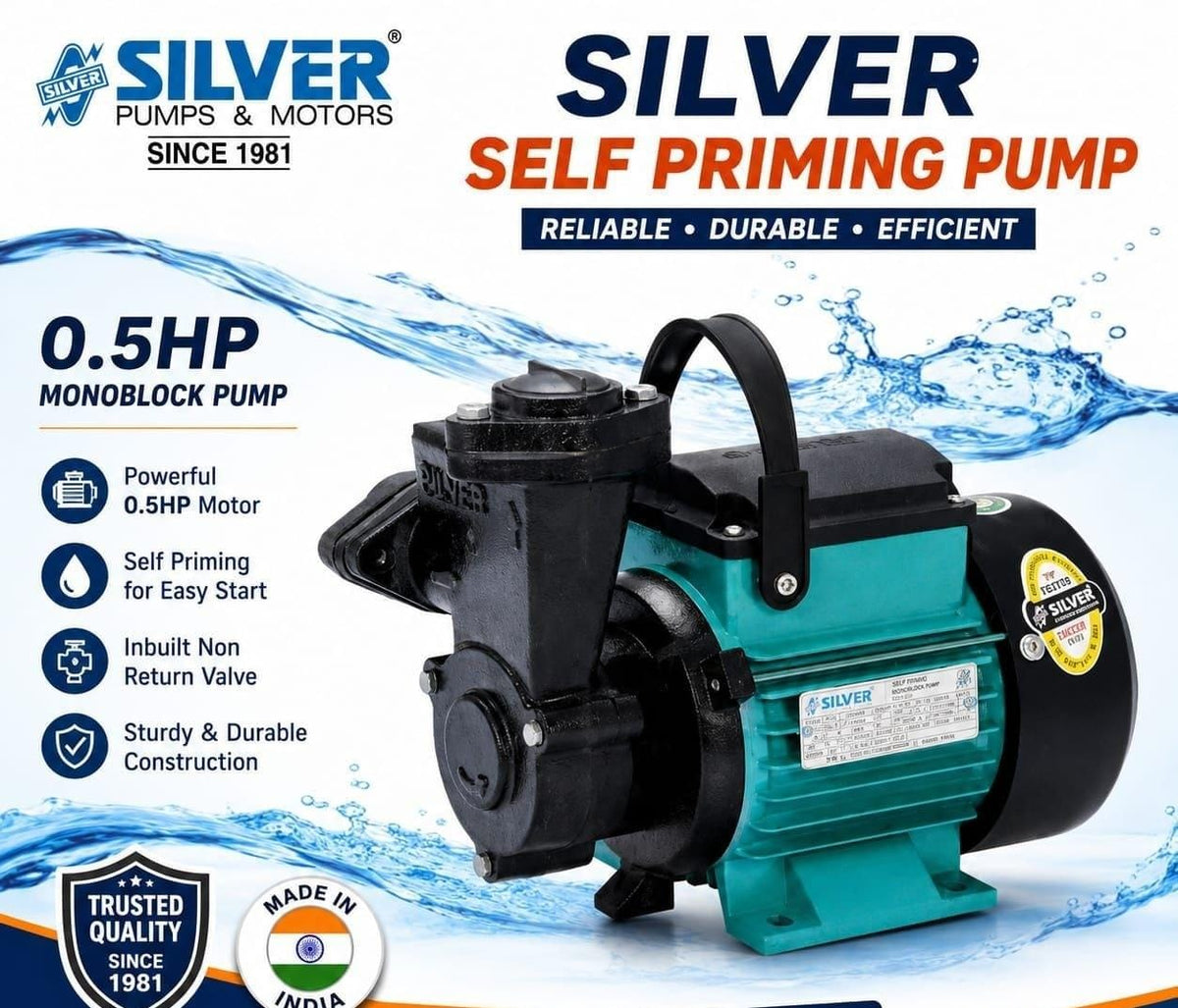 Silver 0.5HP Self-Priming Monoblock Water Pump