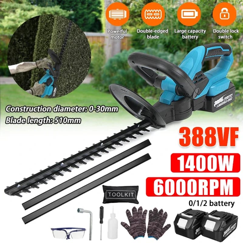198V 1400W Cordless Hedge Trimmer – 510mm Blade