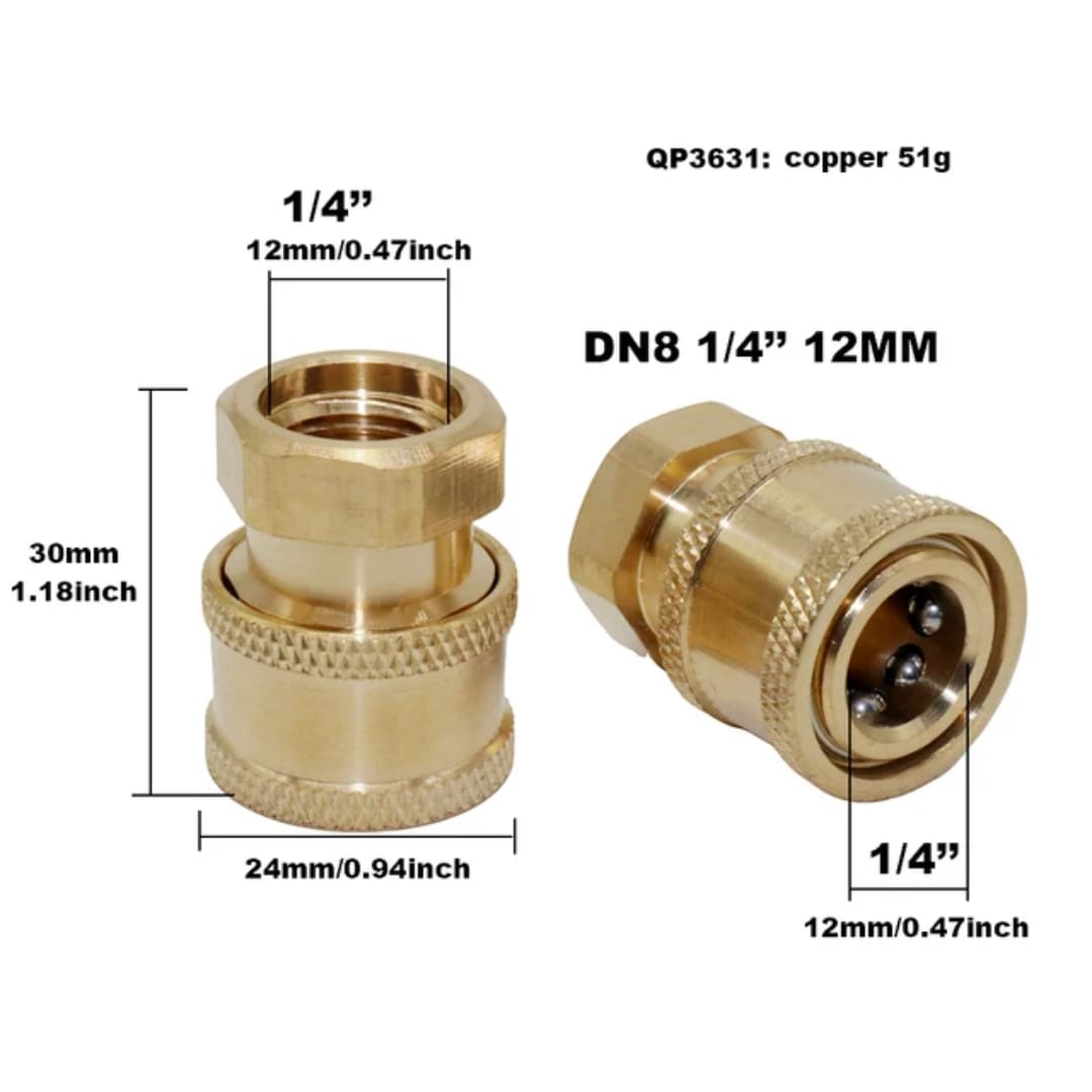 Brass Quick Release Coupler for Hose Pipe & Gun – 2 Pieces