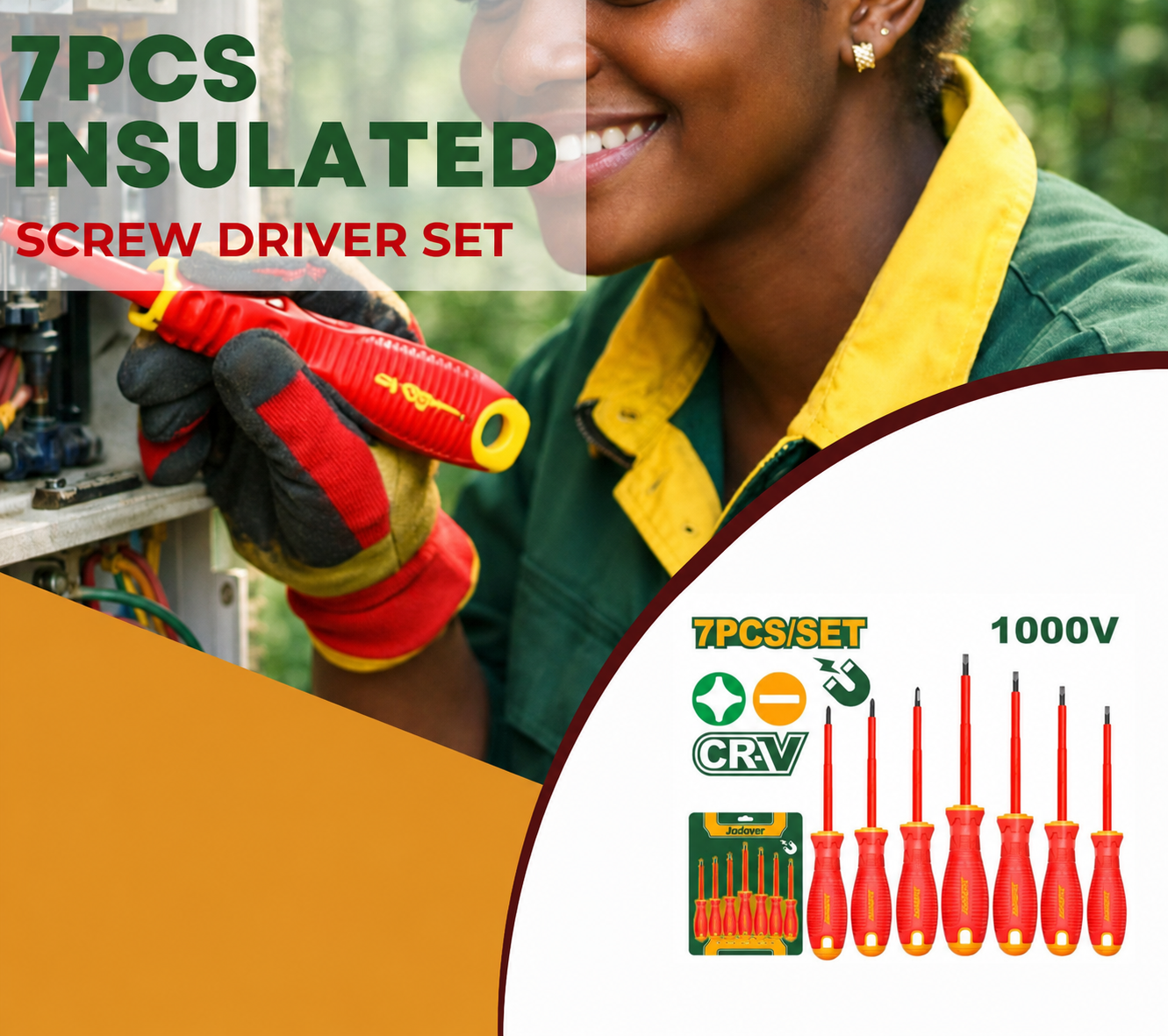 Jadever 7-Piece 1000V Insulated Screwdriver Set